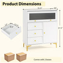 Chest of Drawers with Flip Up Fluted Glass Door for Bedroom Kitchen-Gray