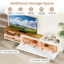 Modern TV Stand for 80 Inches TVs with Storage Shelves and Cabinets-White