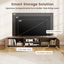 Modern TV Stand for up to 70" TVs Minimalist Entertainment Center with 2 Doors and Open Shelves-Rustic Brown