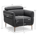 Modern Upholstered Single Sofa with Adjustable Headrest