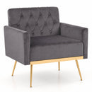 Modern Velvet Upholstered Accent Chair with Button-Tufted Back and Adjustable Feet