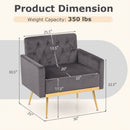 Modern Velvet Upholstered Accent Chair with Button-Tufted Back and Adjustable Feet