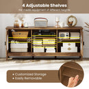 Modern Vintage TV Cabinet with Adjustable Shelves and 2 Cable Holes for TVs up to 65 Inches