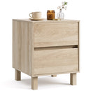 End Table with 2 Storage Drawers - Natural Wood Finish