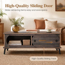 Coffee Table with Sliding Door and 2 Compartments - Walnut