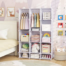 13-Cube Modular Kids Wardrobe with Hanging Rod and Shelves