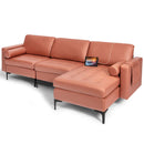 3-Seat L-Shaped Sectional Sofa with USB Ports & Storage