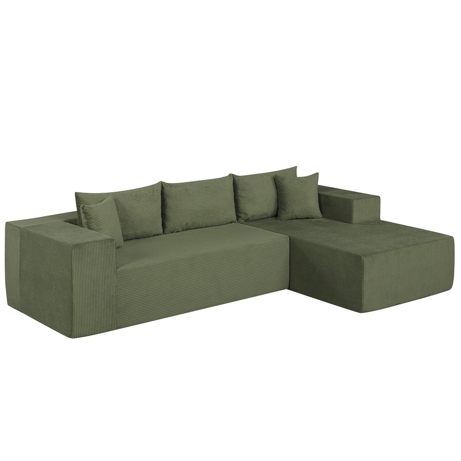 Modular Sectional Sofa Corduroy Upholstered L-shaped Sofa Couch with Deep Seats