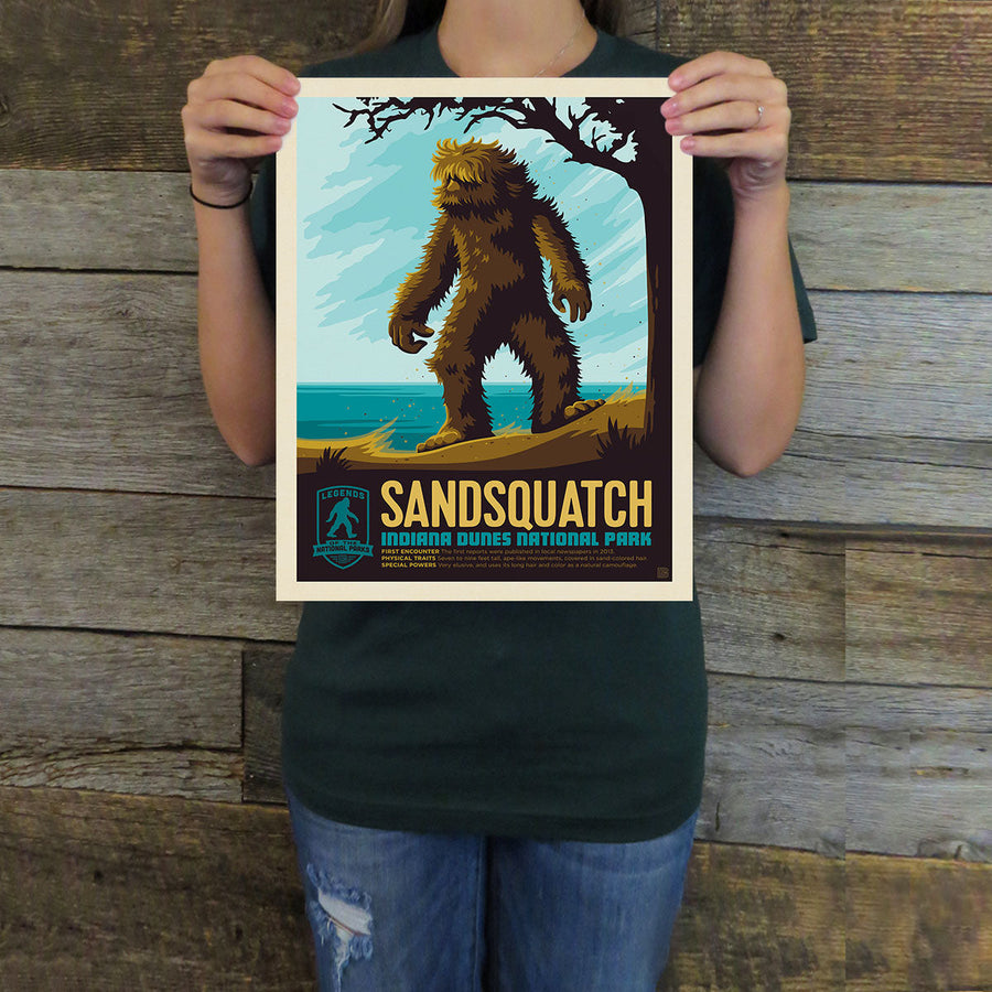indiana monsters Indiana Dunes National Park: Sandsquatch (Legends & Monsters) Art Prin – Ralphie's Funhouse