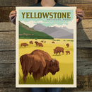 Yellowstone National Park: Bison Herd (63 National Parks) Art Print