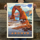 Arches National Park: Snowy Delicate Arch (63 National Parks) Art Print