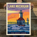 Great Lakes: Lake Michigan (American Travel) Art Print