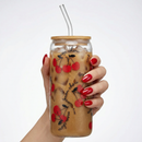 Mon Cheri Glass Tumbler with Bamboo Lid and Glass Straw | Travel Drinkware | 20oz
