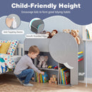 Montessori Bookshelf with Elephant Shape 3-Tier Toddler Toy Storage Organizer-Grey
