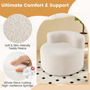 Moon-Shaped Floor Single Sofa Chair with Soft Teddy Fleece-Beige