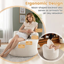 Moon-Shaped Floor Single Sofa Chair with Soft Teddy Fleece-Beige