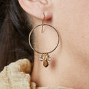 Mosaic Dangle Hoops Earrings in Gold | Cut Glass Crystal Gemstones