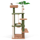 Multilevel Cat Tree with Scratching Posts and Rope Plush Perch Toy Bed-Green
