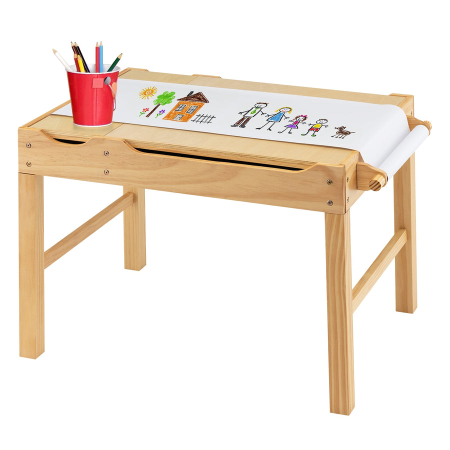 Wooden Kids Multi Activity Play Table with Storage Paper Roll