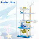Multi-level Cat Tower with Sisal Covered Scratching Posts-Blue