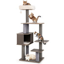 Multi-level Cat Tree for Indoor Cat 59.5 inch Tall Cat Tower with Cushion Top Perch
