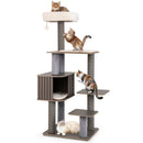 Multi-level Cat Tree for Indoor Cat 59.5 inch Tall Cat Tower with Cushion Top Perch