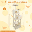 Multi-level Cat Tree Modern Cat Tower with Upholstered Perch and 2 Cat Condo