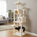 Multi-level Cat Tree Modern Cat Tower with Upholstered Perch and 2 Cat Condo