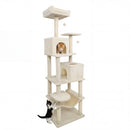Multi-level Cat Tree Modern Cat Tower with Upholstered Perch and 2 Cat Condo