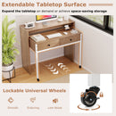 Extendable Computer Desk with Pull Out Secondary Desk-Natural
