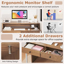 Extendable Computer Desk with Pull Out Secondary Desk-Natural
