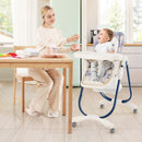 Multifunctional Folding Baby High Chair with Rolling Wheels and Adjustable Height