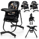 Multifunctional Folding Baby High Chair with Rolling Wheels and Adjustable Height