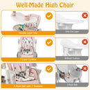 Multifunctional Folding Baby High Chair with Rolling Wheels and Adjustable Height