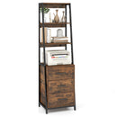 Multifunctional Tall Bookcase with Open Shelves and Storage Drawers