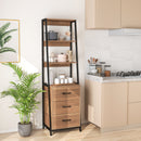 Multifunctional Tall Bookcase with Open Shelves and Storage Drawers