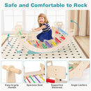 4-in-1 Multifunctional Wooden Climbing Toys with Rocker and Crawling Tunnel-Multicolor
