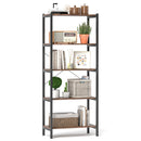 5-Tier Industrial Bookshelf Display Storage Rack with Metal Frame