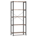 5-Tier Industrial Bookshelf Display Storage Rack with Metal Frame