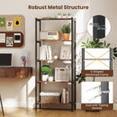 5-Tier Industrial Bookshelf Display Storage Rack with Metal Frame