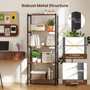 5-Tier Industrial Bookshelf Display Storage Rack with Metal Frame