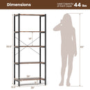 5-Tier Industrial Bookshelf Display Storage Rack with Metal Frame