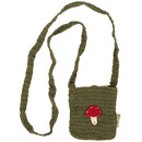 Mushroom Crossbody Bag | Cotton Shoulder Sling Handbag | 6" x 8"