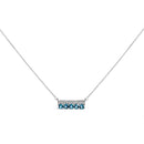 .925 Sterling Silver 1/10 Cttw Diamond and Blue Topaz Gemstone Necklace