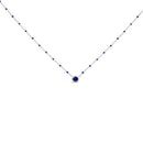 Sterling Silver Created Sapphire Bead Chain Necklace 18 Inch