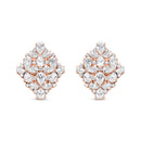 18K Rose Gold 8 1/3 Cttw Pear and Round Diamond Floral Cluster Omega Earrings (F-G Color, VS1-VS2 Clarity)
