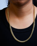 Semi-Solid 14K Yellow Gold 6.1mm Classic Miami Cuban Chain Necklace - 22 Inches
