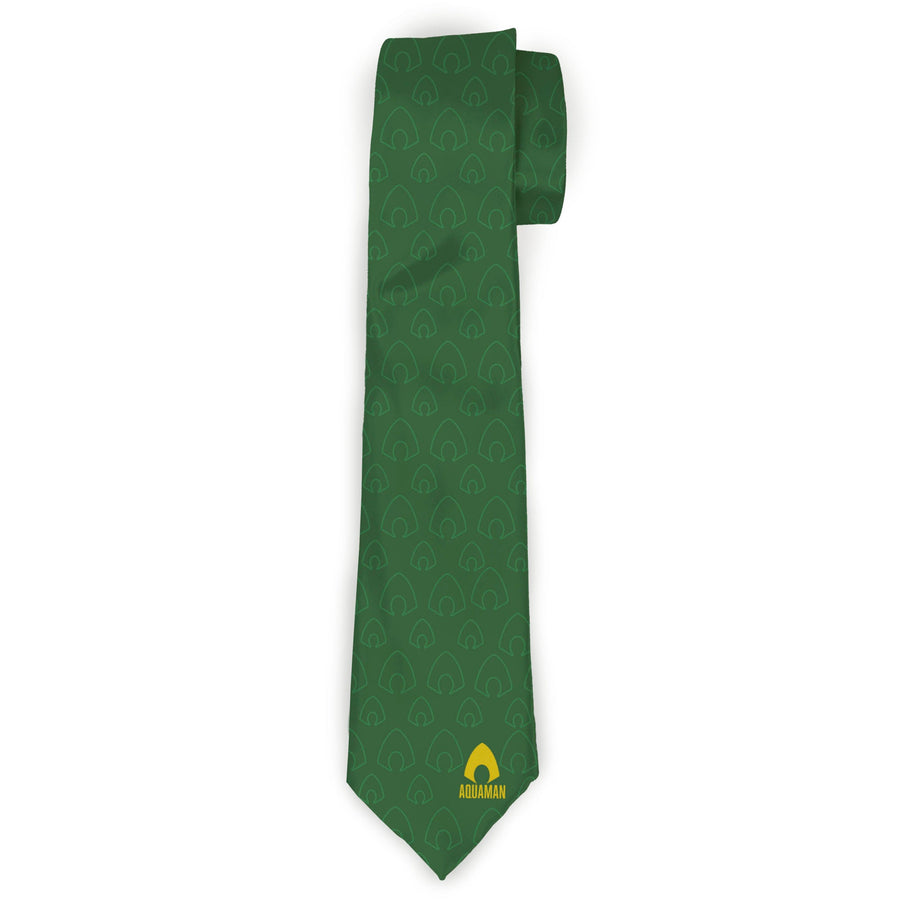 Necktie Standard - AQUAMAN Classic Icon Monogram Greens Gold