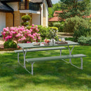 6 Feet Picnic Table Bench Set with HDPE Tabletop for 8 Person-Gray