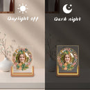Custom Photo Night Light for Teen Girls | Tropical Floral Wreath with Teen Icons | Upload Her Photo | USB Powered | Wood Base